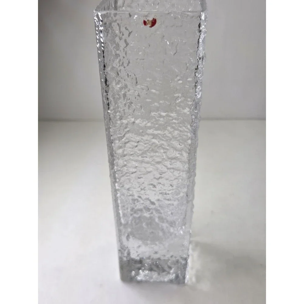 Vintage Iittala Finland Linearia Crinkle Square Vase 7.5